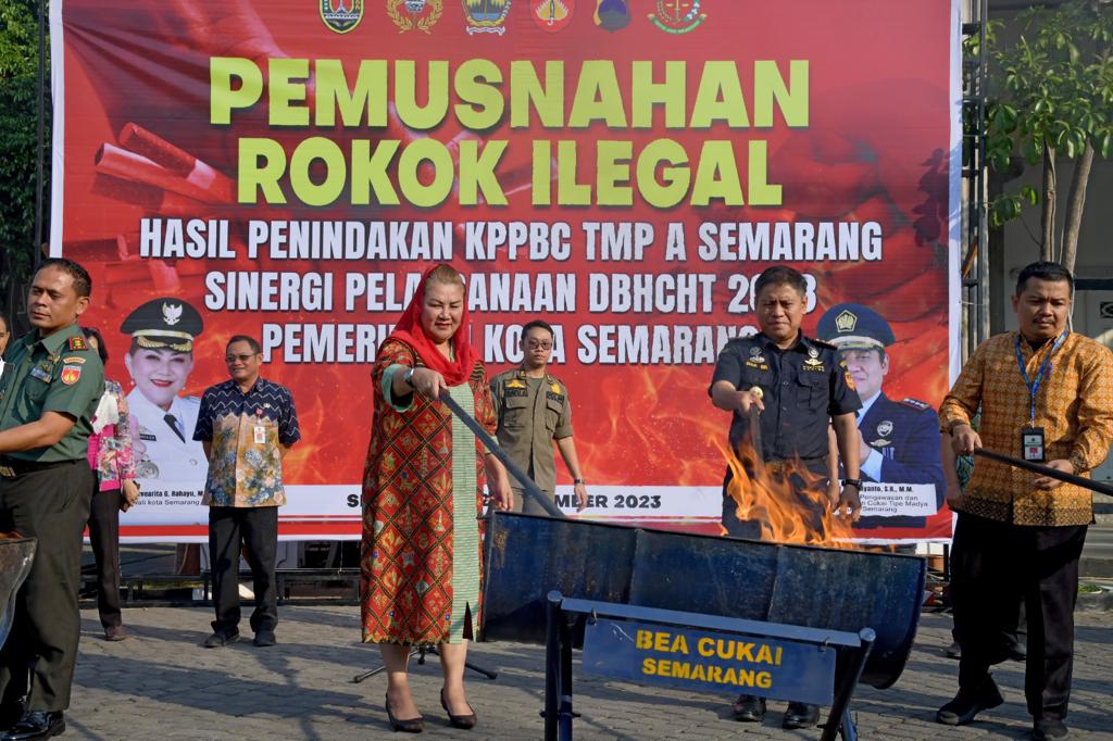Bersama Kantor Bea Cukai, Pemkot Semarang Musnahkan 2.259.752 Rokok Ilegal